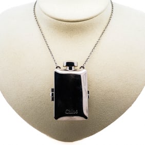 Chloe Solid Perfume Pendant Necklace – Silver Tone