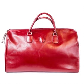 Vintage Cartier Bordeaux Leather Carryall / Duffle Bag