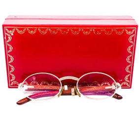 Cartier Wood Temple Silver Color 51?20 Sunglasses / Glasses Frame Bubinga Wood