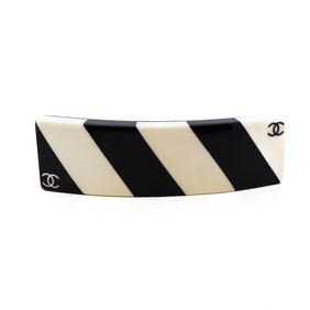 Chanel 09A Black and White Diagonal Stripe Barrette
