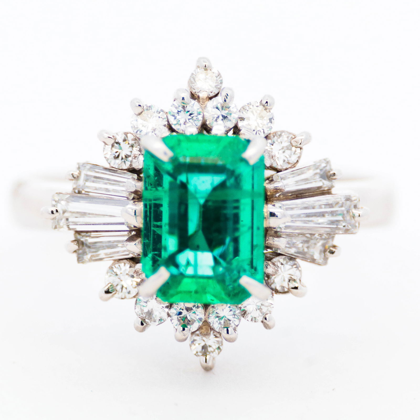 Platinum 900 1.32ct Zambian Emerald & .74ctw Diamond Ring, GIA#1232636314 Size 7