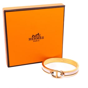 Hermes Mini Click Clac H Bracelet Gold Plated with Pink Enamel – Chaine dAncre Motif