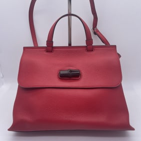 Gucci Bamboo 2-way Shoulder Bag in Red Leather
