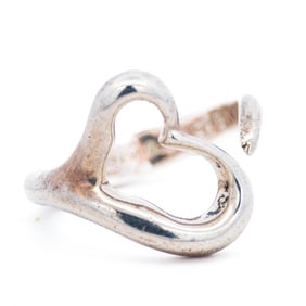 Tiffany & Co. Open Heart Sterling Silver Ring – Size 5.25 , Box & Pouch Included