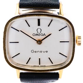 Omega Geneve 22 mm Gold-Plated Porcelain Dial Manual Wind Ladies Vintage