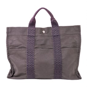 Authentic Hermes Black/Grey Canvas Fourre Tout Holdall MM Tote Bag