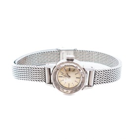 Omega 16 mm Stainless Steel Silver Dial Manual Ladies Vintage Watch