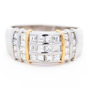 18K Gold /Platinum 1.14ctw Diamond VS F-G Color Dress Ring Size 8.25