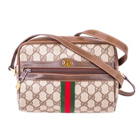 Gucci GG Supreme Sherry Line Shoulder Bag Brown Canvas