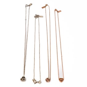 Coach Sterling Silver Necklace Set – Hearts and Charms, 4 Pieces