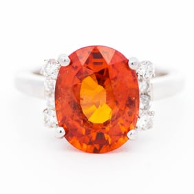 Platinum 5.02ct Garnet & Diamond Cocktail Ring
