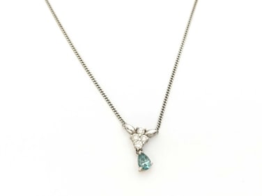 Platinum 900/850 Colorless & IR Natural Diamond Necklace 18"