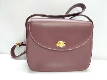 Vintage Cartier Bordeaux Leather Crossbody Purse