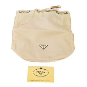 Prada Nylon Pouch Ivory – Drawstring Design