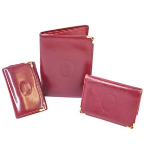 Cartier Must de Cartier Calfskin Wallet Set Bordeaux – Wallet, Card Case, Key Case