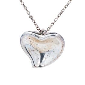 Tiffany & Co. Sterling Silver Elsa Peretti Spain Puffy Heart Necklace 16"