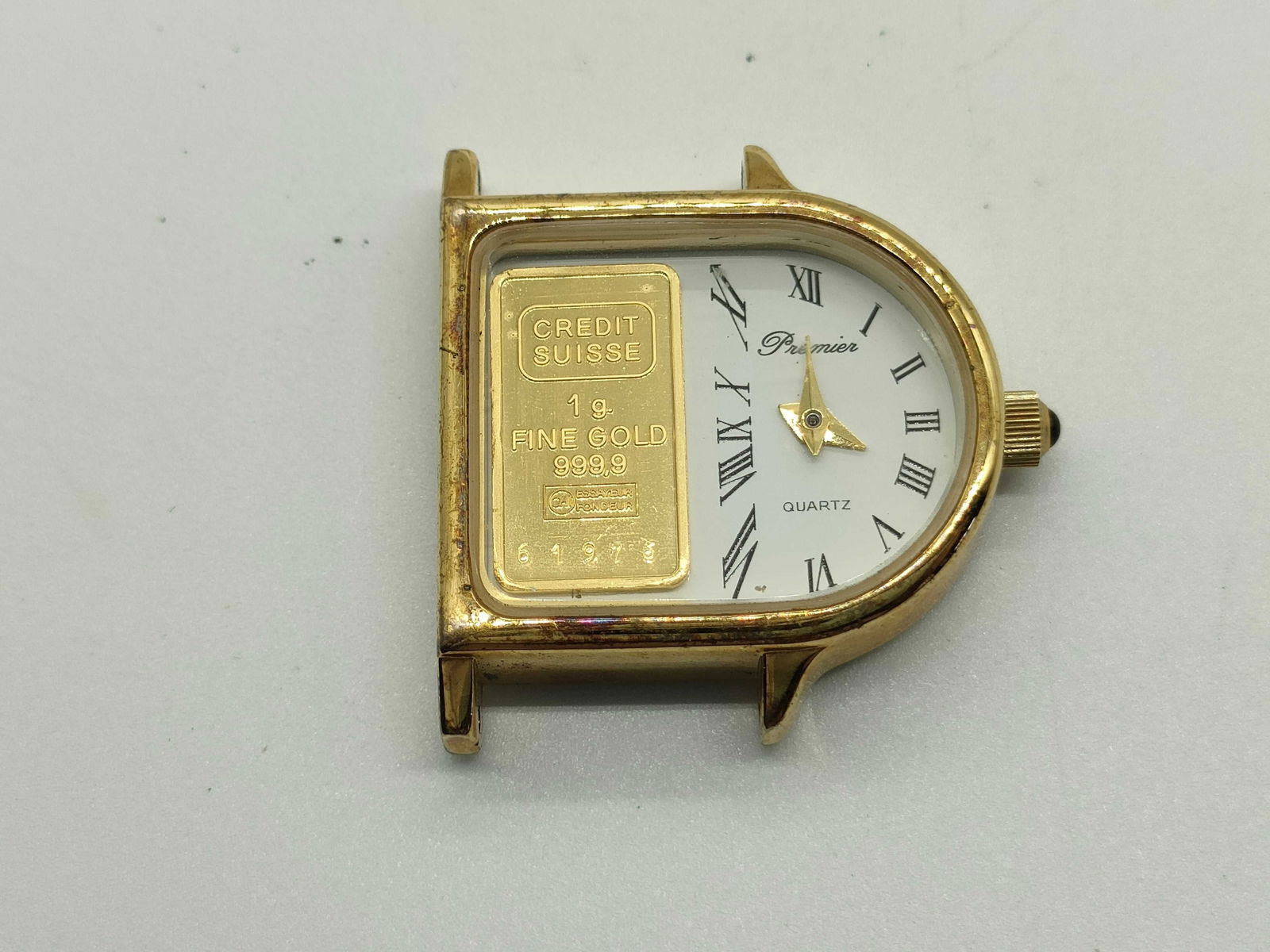 999 Pure Gold Bar Watch 25mm: Total weight 13.2 g. Watch with 1 gram gold 999 pure bar. The 1 gram bar is the only part that is gold! 
