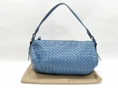 Bottega Veneta Intrecciato Lambskin Shoulder Bag – Blue