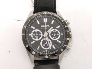 Seiko Chronograph 8T63-00D0 Stainless Steel Black Dial – Tachymeter Bezel, Quartz