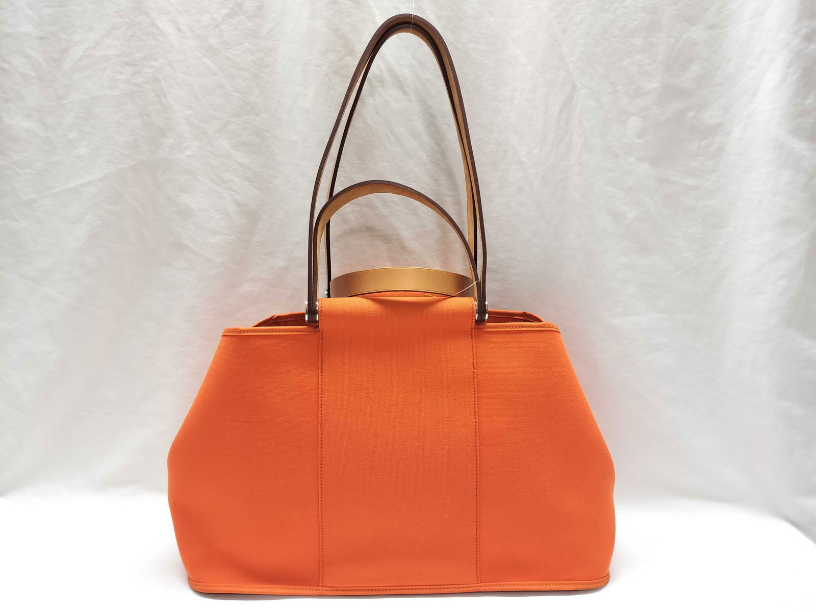 Hermes Cabag Elan Canvas and Leather Orange Tote Bag (1 of 10)