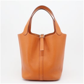 Hermes Picotin MM 22 Clemence Leather Potiron Orange – Palladium Hardware, 2005 (I Stamp)