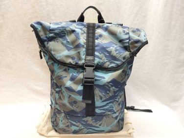 Gucci Camouflage Backpack – Blue/Green Nylon with Black Mesh Backing