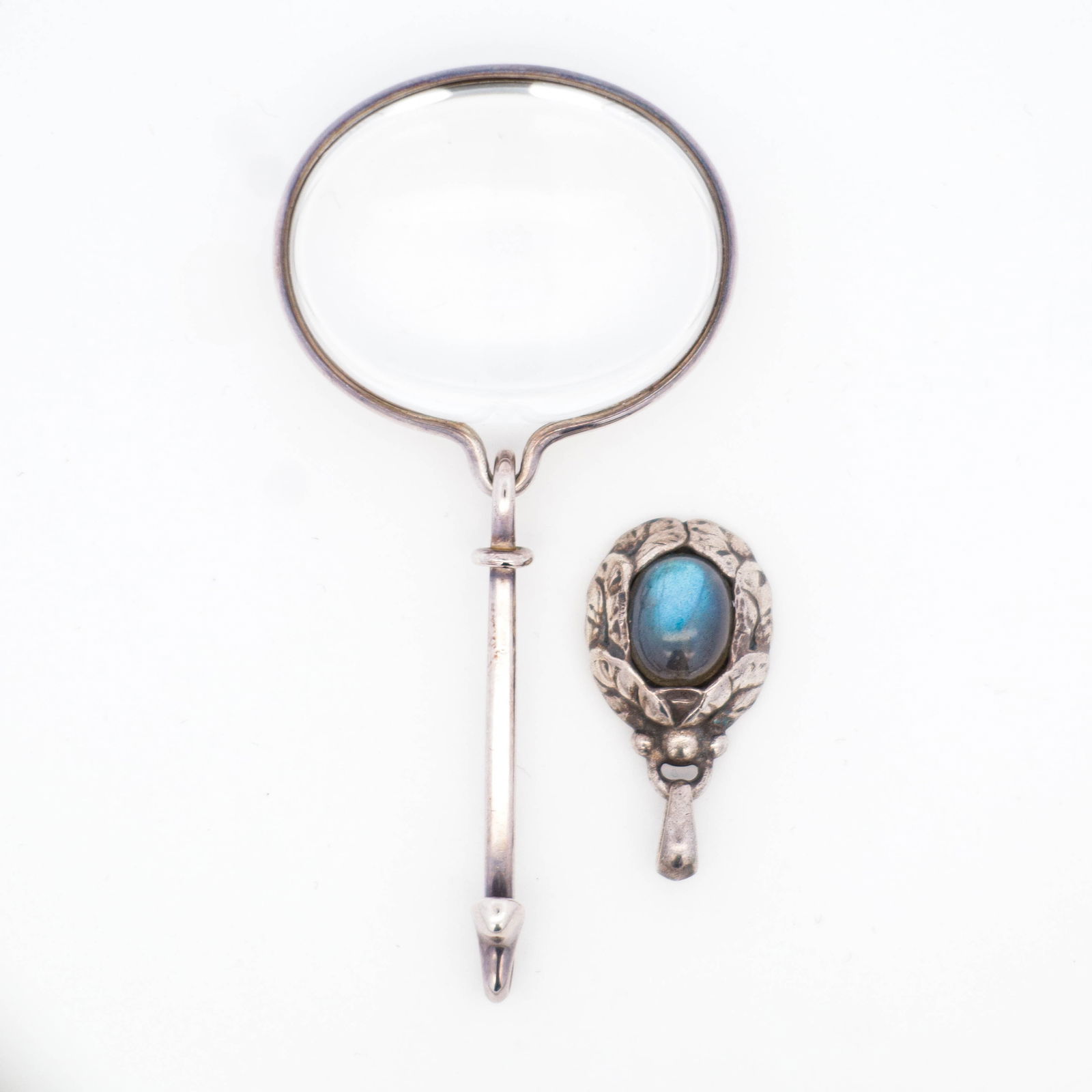 Lot of 2 Georg Jensen Pendants: 311C Dewdrop Rock Crystal, 1997 Labradorite Pendant (1 of 5)