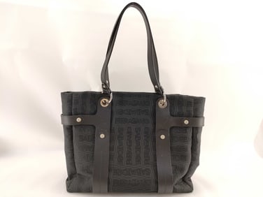 Salvatore Ferragamo Logo Jacquard Canvas and Leather Tote Bag – Black