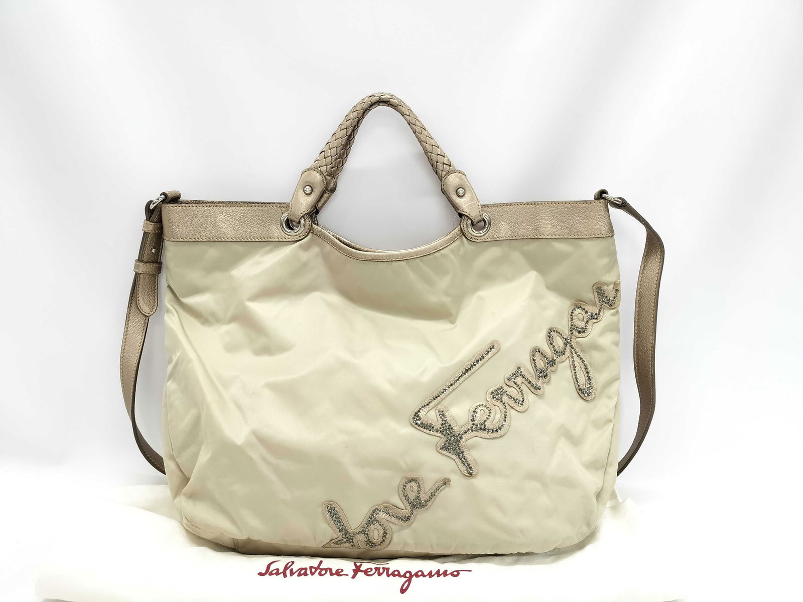 Salvatore Ferragamo Nylon Bag Shoulder Bag: Salvatore Ferragamo Nylon Bag Shoulder Bag**Features** Nylon construction with cow leather details. Comfortable shoulder carry with single strap Fixed shoulder strap for hands?free carry Lined in