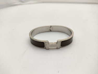 Hermes Clic Clac H Enamel Bracelet PM Palladium Plated – Brown