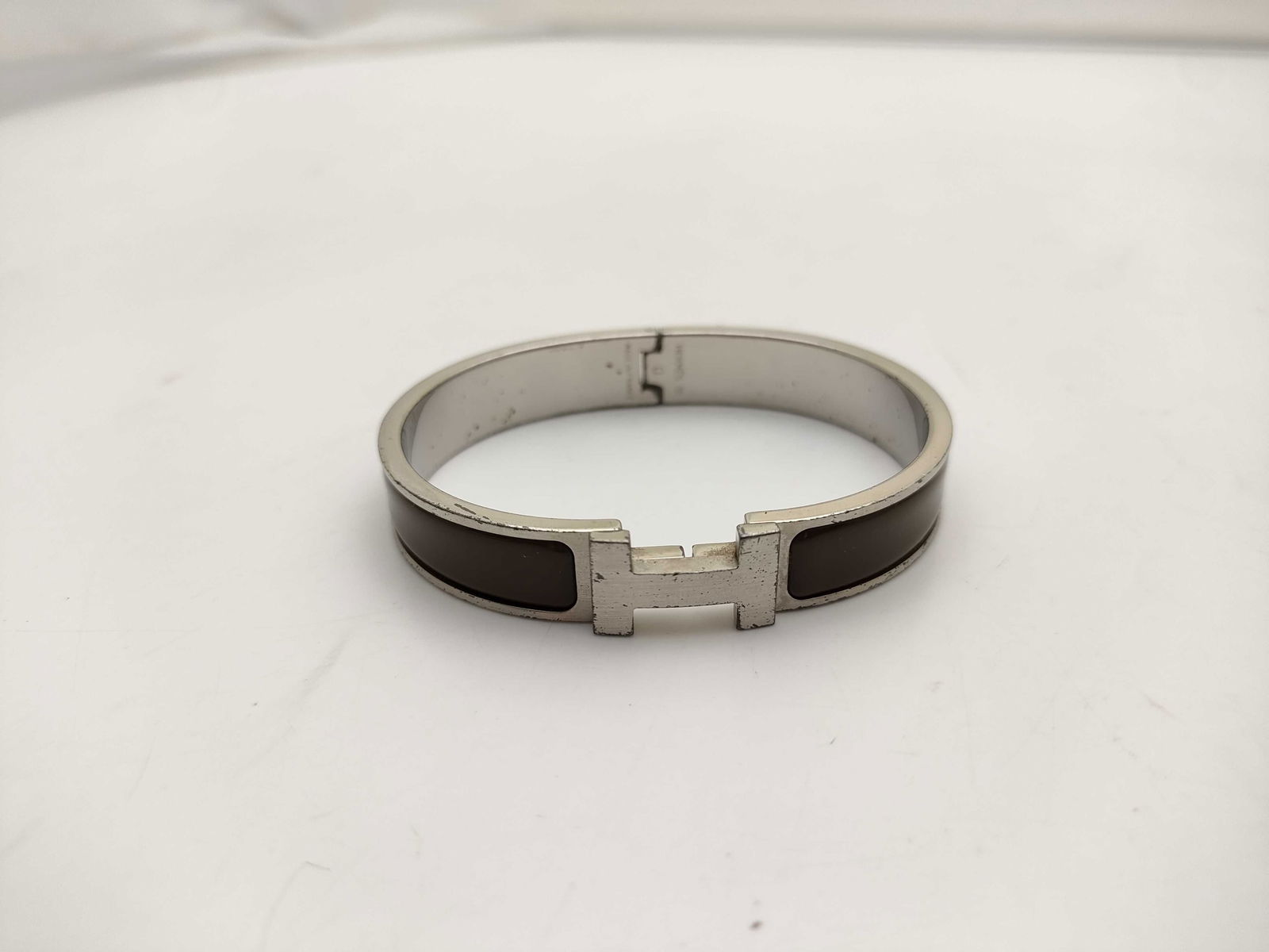Hermes Clic Clac H Enamel Bracelet PM Palladium Plated – Brown (1 of 9)
