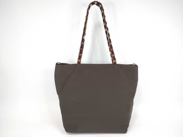 Salvatore Ferragamo Nylon Tote Bag Brown with Resin Chain Handles
