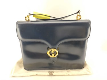 Vintage Gucci GG Hardware Shoulder Bag Navy Shoulder Bag