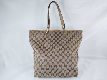 Vintage GUCCI GG Canvas & Leather Handbag Early 2000s