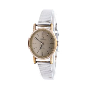 Omega Geneve 20 mm Gold-Plated Silver Dial Manual Wind Ladies Vintage Watch