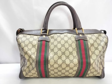 Gucci GG Supreme Logo Monogram Duffle Bag Boston Bag