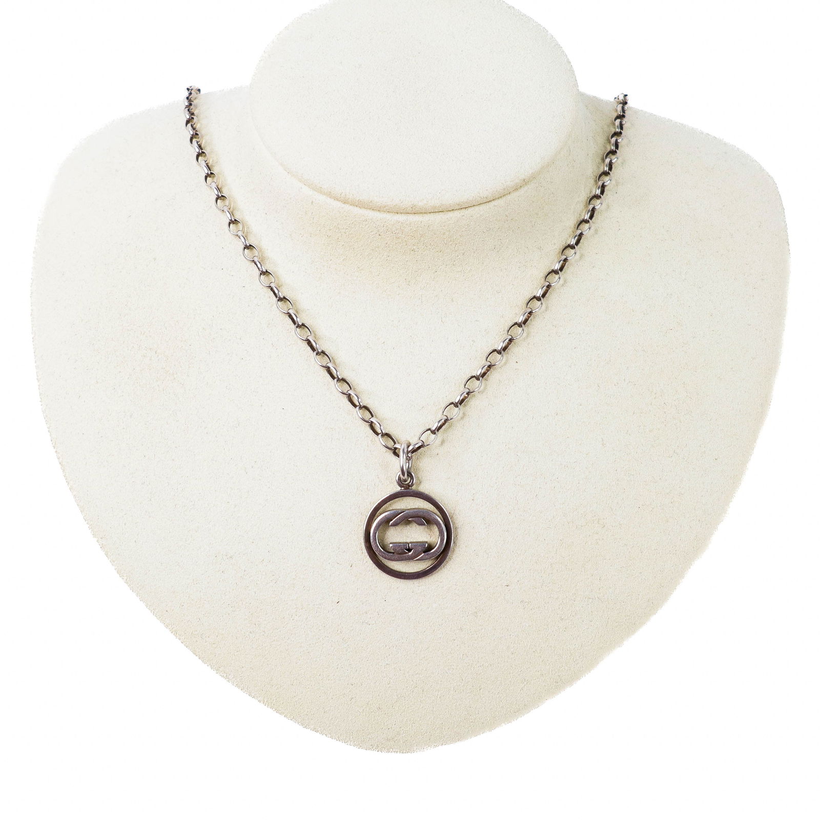 Gucci 925 Sterling Silver Interlocking G Chain Necklace 18" (1 of 4)