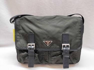 Authentic Prada Nylon Shoulder Bag – Buckle Flap Crossbody Army Green & Black