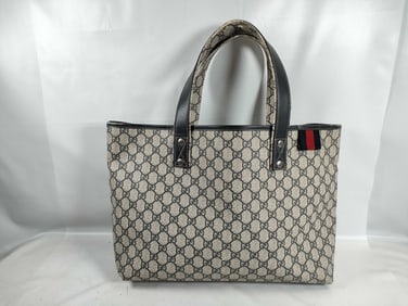 Gucci GG Supreme Coated Canvas Tote Bag Black Trim