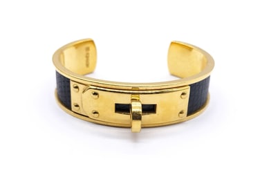 Hermes Black Vintage Lizard Kelly Cuff