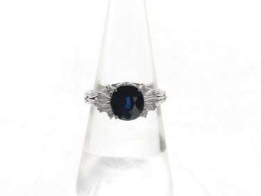 Platinum Natural 1.63ct Sapphire & Diamond Ring Size 5.75