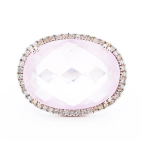 18KWG 10.96ct Lavender Amethyst & Diamond Cocktail Ring, Size 6.25