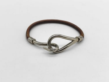 Hermes Jumbo Silver Tone Hook & Eye Bracelet 16cm