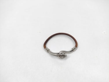 Hermes Jumbo Silver Tone Hook & Eye Bracelet 16cm w box