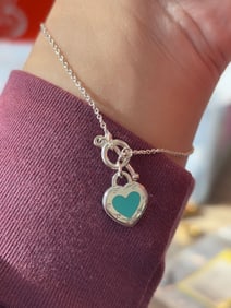 Return to Tiffany with Love Sterling Silver Toggle Bracelet Blue Enamel