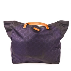 Gucci GG Nylon Neverfull Black Tote Bag with Brown Leather Handles