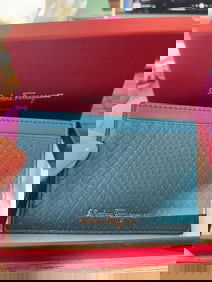Salvatore Ferragamo Python Leather Card Case new with Box