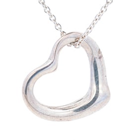 Tiffany & Co. Sterling Silver Elsa Peretti Open Heart Pendant Necklace 16"