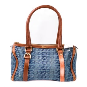 Gucci Abbey Mini Boston Bag Denim Canvas with Brown Leather Trim