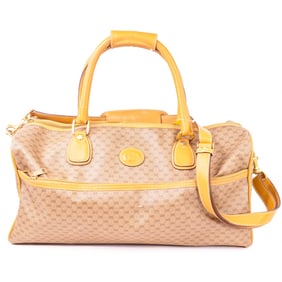 Gucci Vintage GG PVC Leather Trim Duffle Bag 2Way Bag w/Strap